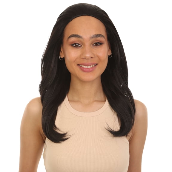 LUXLUXE Leal Curly Layered 18.5 in Long Half Wig Mix Human Hair and Synthetic Fibers