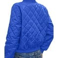 thumbnail image 3 of Female Stand Collar Quilted Puffer Jacket Padded Zip Coat Royal Blue XL, 3 of 7