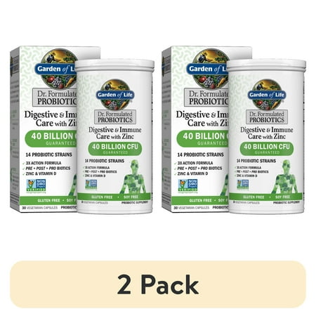 (2 pack) Garden of Life Dr. Formulated Probiotics Digestive & Immune Care with Zinc | 30ct Capsules