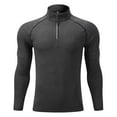 thumbnail image 1 of Blusa y camisa de manga larga con cuello alto para hombre, cuello alto, media cremallera, color liso, secado rápido, ropa deportiva There Are Bullets, ropa para correr, manga larga, poliéster., 1 of 2