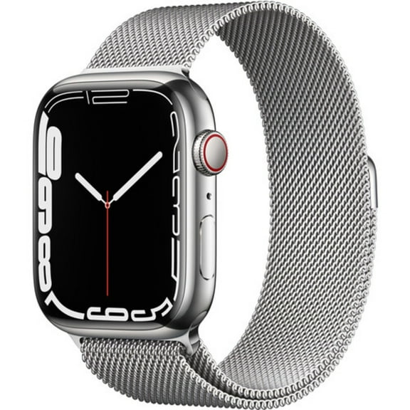 Pre-Owned Used Apple Watch Series 7 (GPS   Cellular) 45mm Stainless Steel Case with Silver Milane