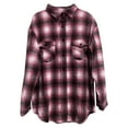 thumbnail image 4 of JGGSPWM Womens Plaid Button Down Flannel Shirts Long Sleeve Lapel V Neck Outwear Classic Coat Winter Pullover Tops Wine XL, 4 of 4