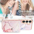 thumbnail image 4 of For Samsung Galaxy S24 Plus Marble Patterned Case with Card Holder, Back Folio Kickstand PU Leather + Soft Crystal Bumper Edge, Magnetic Clasp Back Cover For Samsung Galaxy S24 Plus,Marble #2, 4 of 7