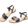 thumbnail image 2 of Women's Flat Slide Sandals Adjustable Ankle Strap Cross-strap Summer., 2 of 7