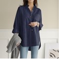 thumbnail image 1 of New stylish women‘s long sleeve lapel irregular solid color summer shirt with a unique design. tzw, 1 of 7