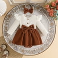 thumbnail image 5 of Mnyotv Baby Girls Clothes Cute Bow Rompers with Headbands Long Sleeve Jumpsuits Fall Winter Outfits for Infants Size 0-3 Months, 5 of 7