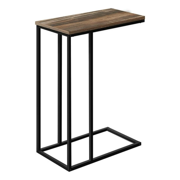 Accent Table C-shaped End Side Snack Living Room Bedroom Metal Brown