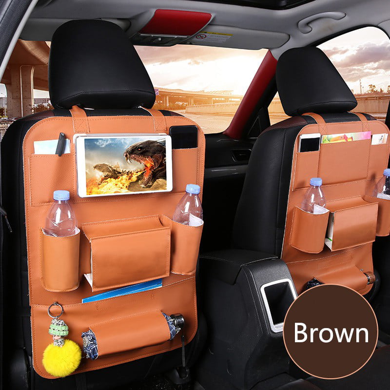 Leather Car Seat Back Organizer Tablet Holder Universal Car Seat Back Protector 