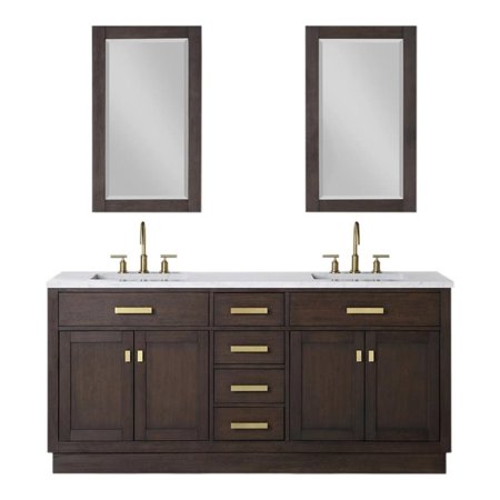 Water Creation Chestnut 72" Wood Double Bathroom Vanity in Brown/Gold
