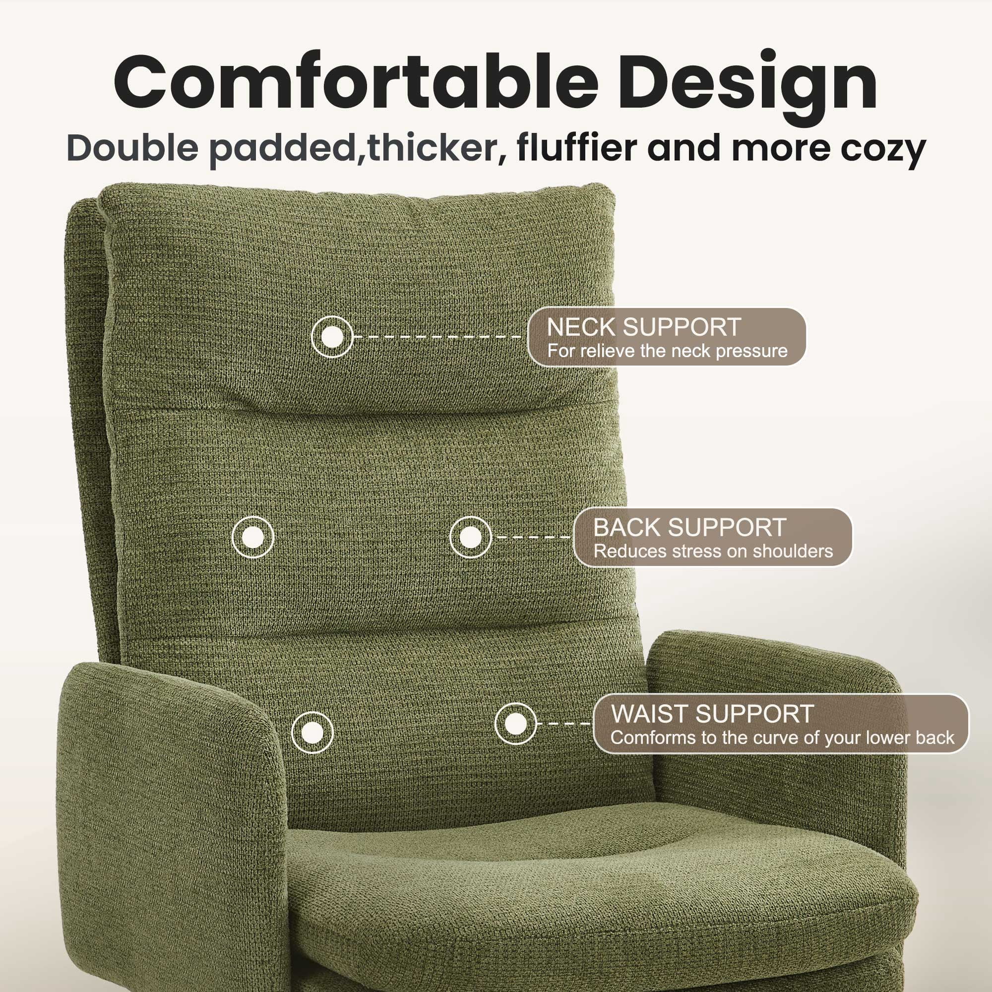 Upholstered Desk Chair with Wheels, High-Back Office Chair, Adjustable Height & Swivel, Ergonomic Computer Chair for Home Office, Bedroom
