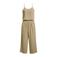 thumbnail image 6 of Yievot Two Piece Lounge Sets for Women 2 Piece Summer Linen Outfits Cami Top Wide Leg Pants Matching Sets, 6 of 6