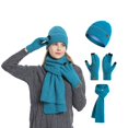 thumbnail image 1 of A Three Piece Of Knitted Caps That Can Be Worn With Touching Screens And Mobile Phones In Winter Including Thick Warm Ear Protecting Woolen Caps And Velvet Scarves Scarf ,Hat,& Gloves, 1 of 6