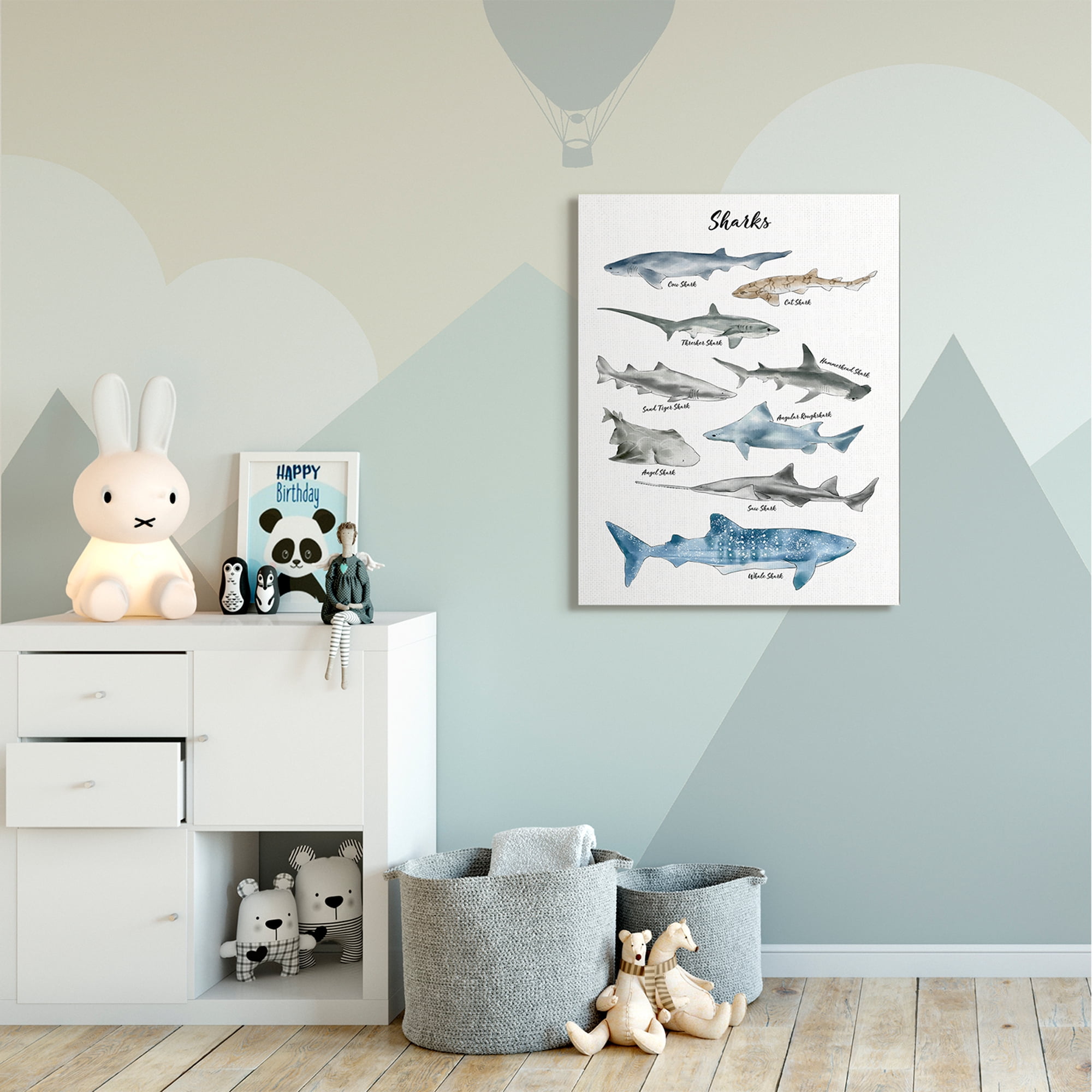 Stupell Industries Nautical Shark Chart Watercolor Marine Animals Canvas Wall Art by Ziwei Li