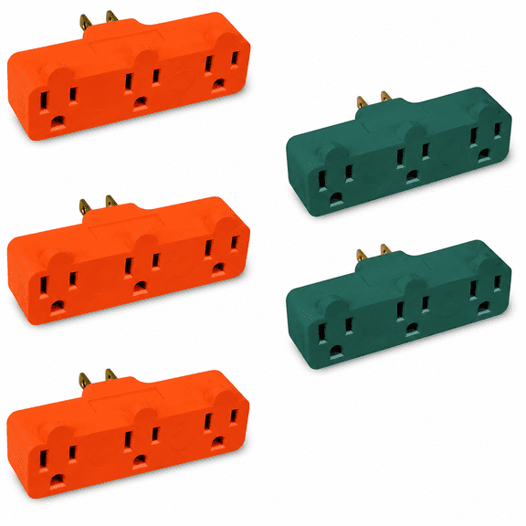 OSKOS 3-Prong 3-Outlet Extender Adapter, Heavy Duty Triple Grounding Outlet. 5 Pack