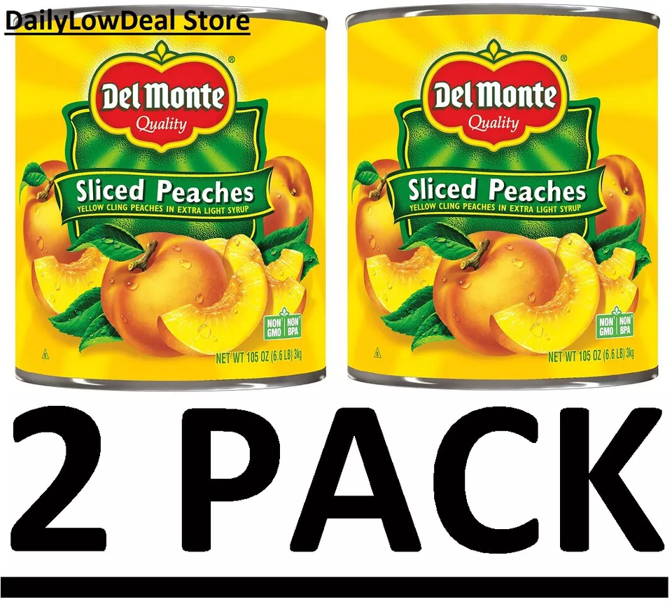 2 PACK - Del Monte Lite Sliced Peaches (105 oz. Each)