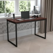 Flash Furniture Tiverton Industrial Modern Desk - مكتب الصف التجاري مكتب الكمبيوتر ومكتب المنزل - 47 Long (Mahogany / Black)