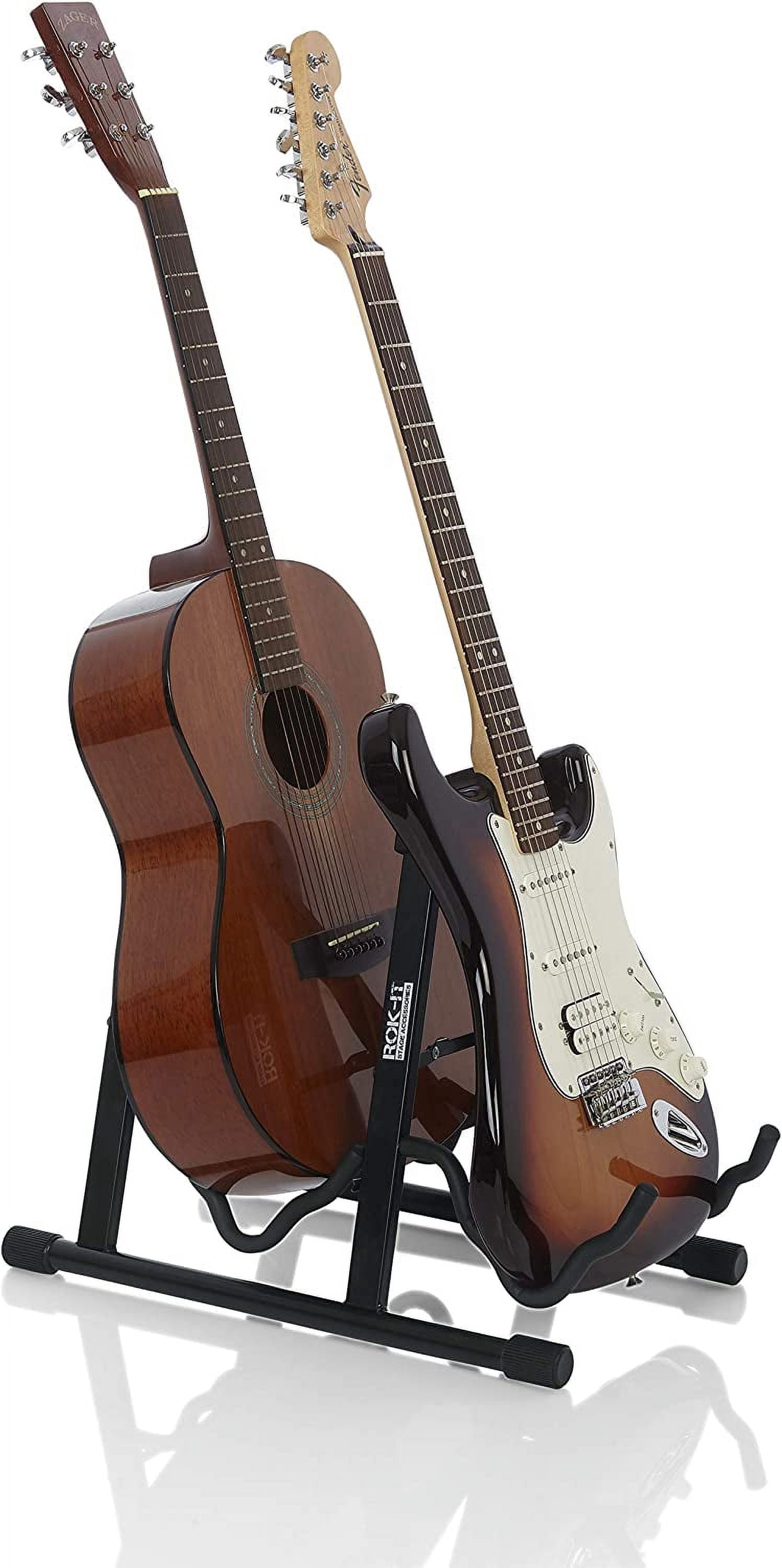 Rok It A-Frame Double Guitar Stand; Holds Most Standard Electric and Acoustic Guitars (RI-GTRAU2X)