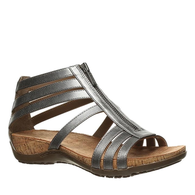 Sandalia BEARPAW Layla Gunmetal para mujer, talla 10, cómoda