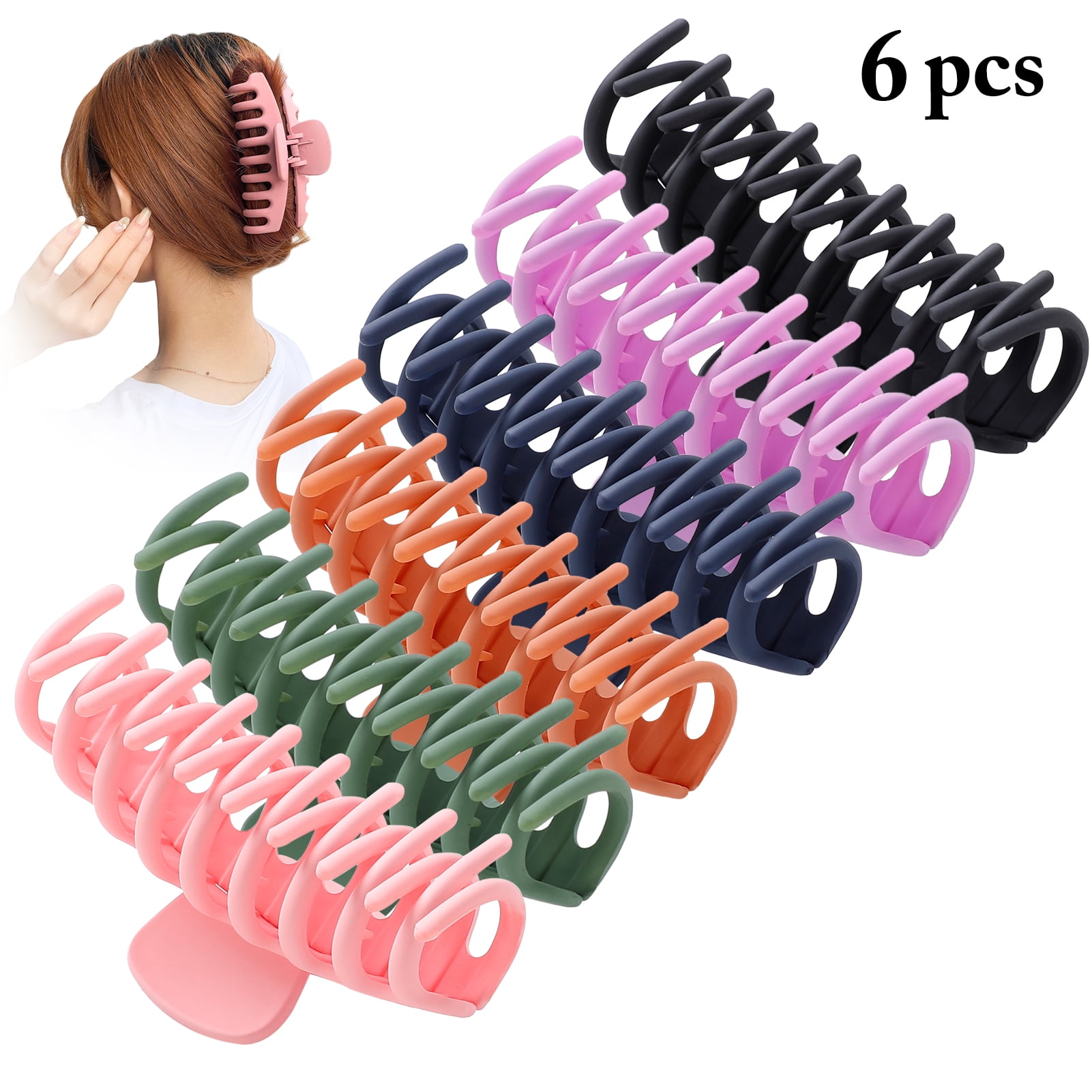 Kapmore Kapmore 6PCS Hair Claw Clips Acrylic Nonslip Hair Catch Barrettes Hair Jaw Clips for