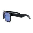 thumbnail image 3 of Mens Color Mirror Rectangular Sport Horn Rim Shark Fin Arm Sunglasses Shiny Black - Blue Mirror, 3 of 4