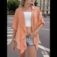 thumbnail image 4 of Camisa de Encaje para Mujer, de Media , Tejida, Informal, de Oficina, con Mangas Enrolladas. Color Naranja XL, 4 of 9
