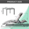 thumbnail image 4 of Pool Lounge Chairs Set of 3, Adjustable Aluminum Outdoor Chaise Lounge Chairs with Metal Side Table for Deck Lawn Poolside Backyard (Grey), 4 of 5