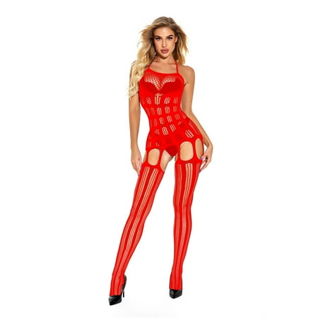 Generic Sexy Lingerie Women s Open Crotch Free off Hollow-out Camisole See-through Sexy Fishnet Stockings One-Piece Stockings Temptation One-Piece Fishnet Clothes