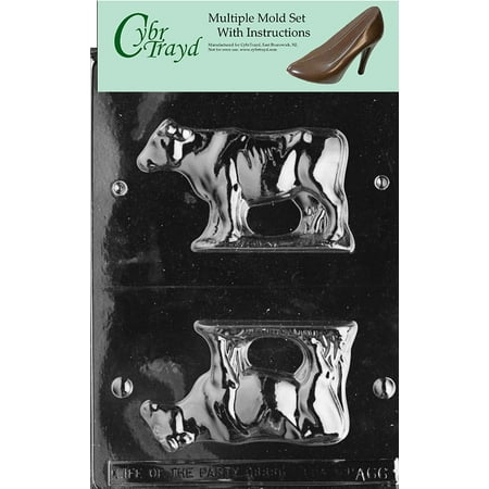 

3D Cow Chocolate Candy Mold with Exclusive Cybrtrayd Copyrighted Molding Instructions Pack of 6