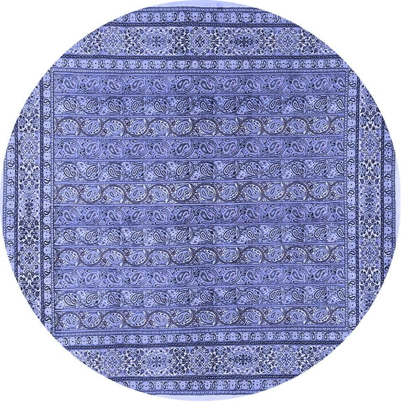 Ahgly Company Machine Washable Indoor Round Persian Blue Traditional Area Rugs, 5' Round