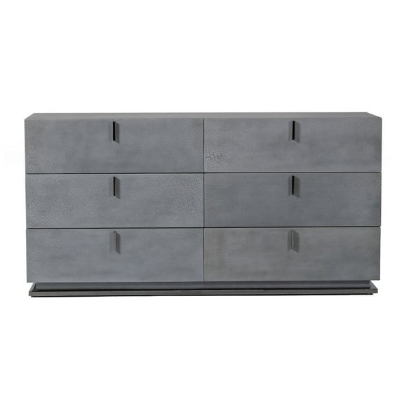 Modrest Buckley 6-Drawer Modern MDF Wood & Metal Dresser in Gray/Black