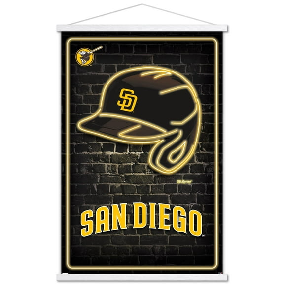 MLB San Diego Padres - Neon Helmet 23 Wall Poster with Magnetic Frame, 22.375" x 34"