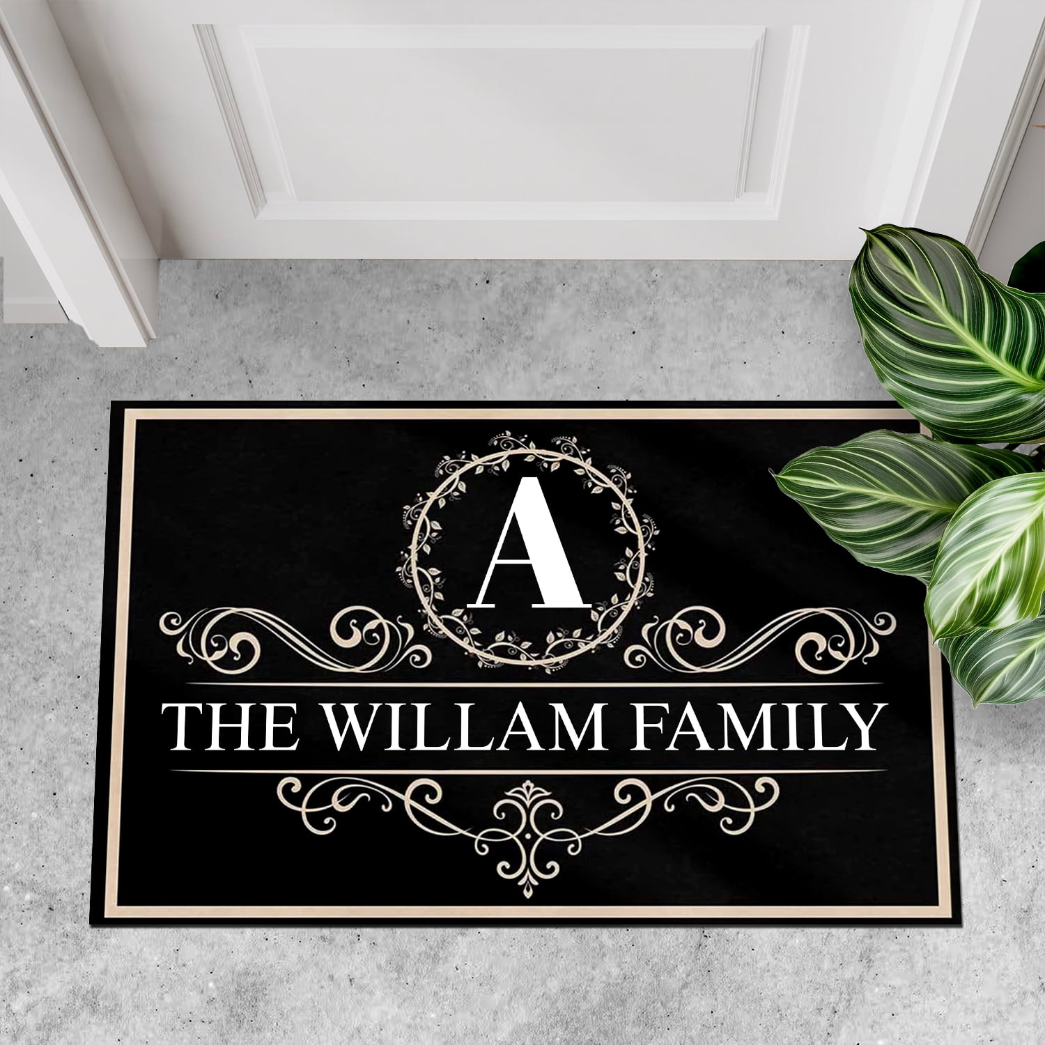 Personalized Door Mat with Family Name – 30x18 in Custom Welcome Doormat, Non-Slip Rug with Initial Letter for Front Porch, Indoor Outdoor Use