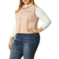 thumbnail image 6 of Unique Bargains Women's Plus Size Chest Pockets Single Breasted Denim Sleeveless Jacket, 6 of 8