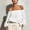 White, variant on Endives Women's Blouse Off Shoulder Long Sleeve Chiffon Blouse Casual Loose Puff Sleeves Shirts Solid Color Summer Beach Vacation Outfits Shirts for Women Wine M