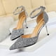 thumbnail image 3 of Zapatos de tacón alto sexys para mujer, de discoteca, con boca poco profunda, puntiagudos, de metal, de una sola línea, con lentejuelas, sandalias huecas, zapatos de tacón para mujer, 3 of 5