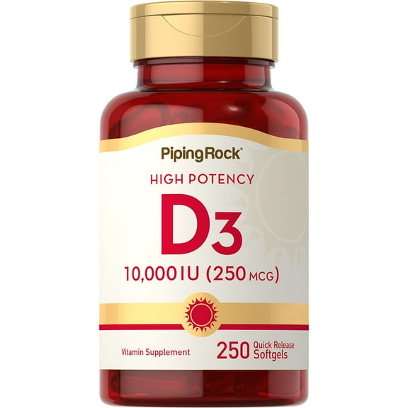 Vitamin D3 10,000 IU Softgels | 250 Count | High Potency | by Piping Rock