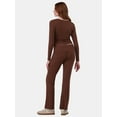 thumbnail image 2 of No Boundaries Ribbed Top and Flare Pants Pajama Set, 2-Piece, Women’s and Women’s Plus, 2 of 4