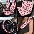 thumbnail image 2 of Uorisanigo Cute Strawberry 10 Pieces Auto Seat Cover Car Steering Wheel Accessories and Seat Belt Pads Auto Water Cup Pad Keychains Soft Easy to Install and Clean Auto Interior for Car SUV, 2 of 7