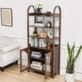 thumbnail image 6 of 71" Tall Book Shelf with Doors, 4 Tier Bookself with Arched Acrylic Storage Cabinet,Bookcase Display Cabinet for Living Room, Office (Walnut), 6 of 9
