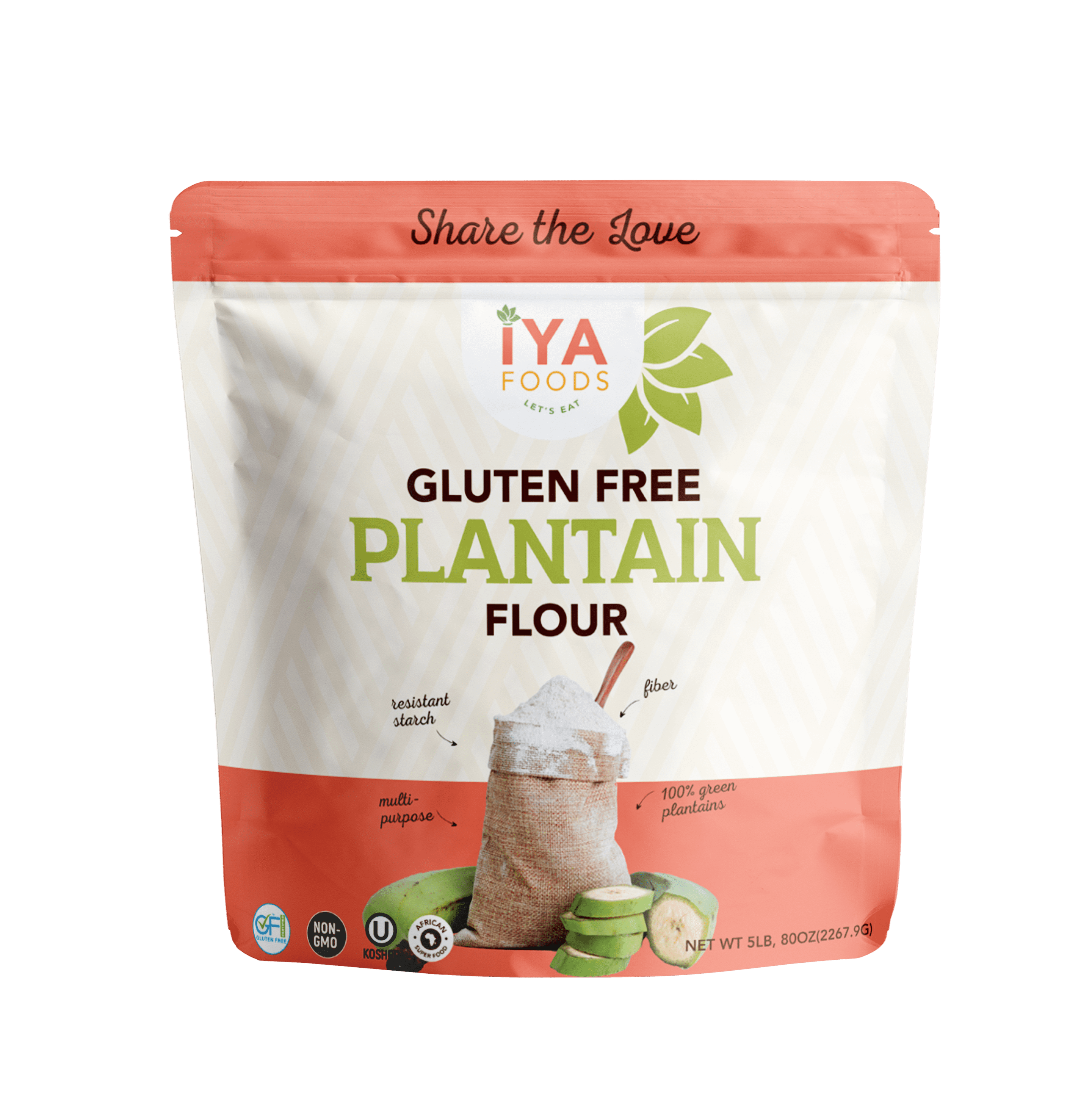 Iya Foods Premium Plantain Flour 5 Pound Bag, Gluten-Free, Kosher Certified, Paleo