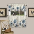 thumbnail image 3 of Kitchen Curtains and Valances Set, Flower Butterfly Dragonfly Vintage Blue Floral Spring Summer Short Rod Pocket 3 Pieces Window Curtain Set for Bedroom, Bathroom, 24 Inch Long, 3 of 5