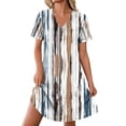 thumbnail image 4 of TaTaai Women's V-Neck Short Sleeve Dress Printed Casual Roll-up Cuff Design Summer Lightweight Floral Pattern Everyday Outfit Gift, 4 of 8
