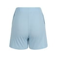 thumbnail image 6 of WREESH Womens Shorts Summer Solid Ribbed Casual Knitted Elastic Waist Sports Shorts with Pockets Light Blue, 6 of 8