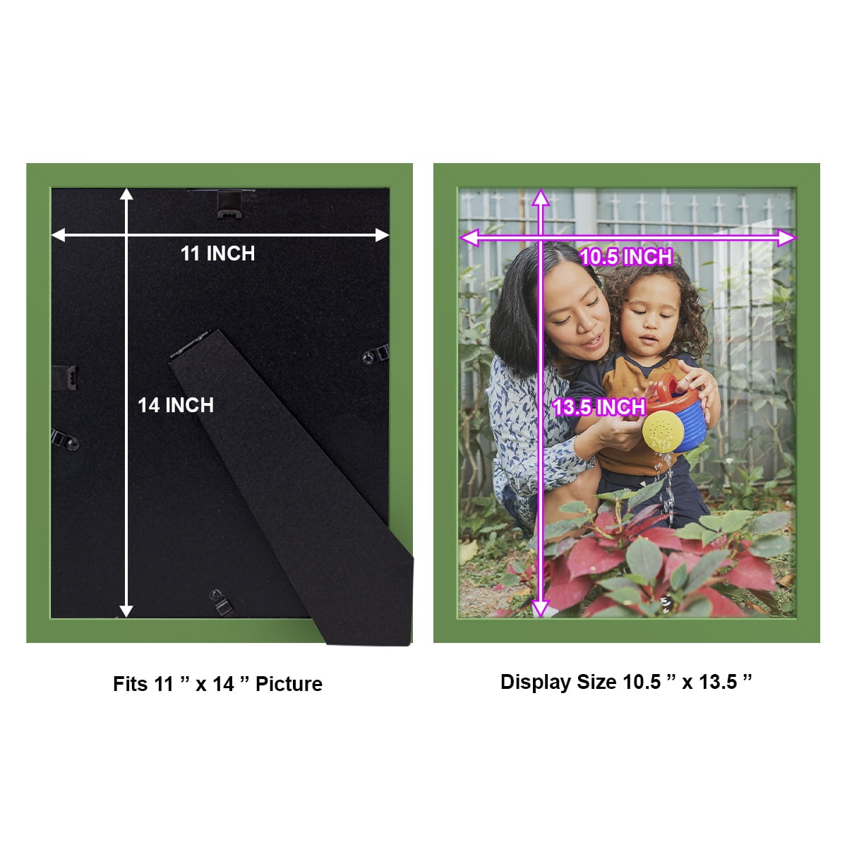 Modern Real Wood 11x14 inch Picture Frame in Green