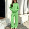 thumbnail image 6 of ITSAME Girls Fleece-Lined Outfit 2-Piece Full Zip Hoodie and Wide Leg Pants Fall Winter Warm Casual Set Size 5T, 6 of 9
