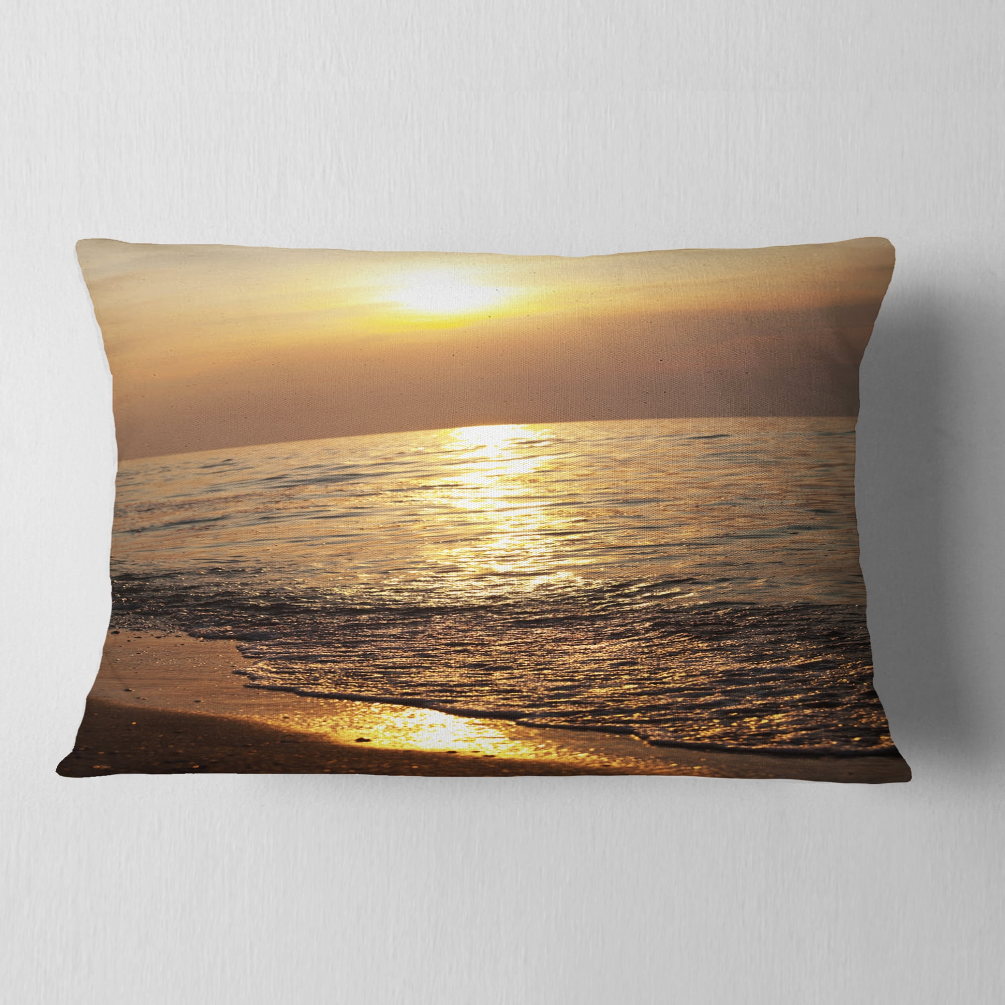 Designart 12" x 20" Blue Polyester Throw Pillow
