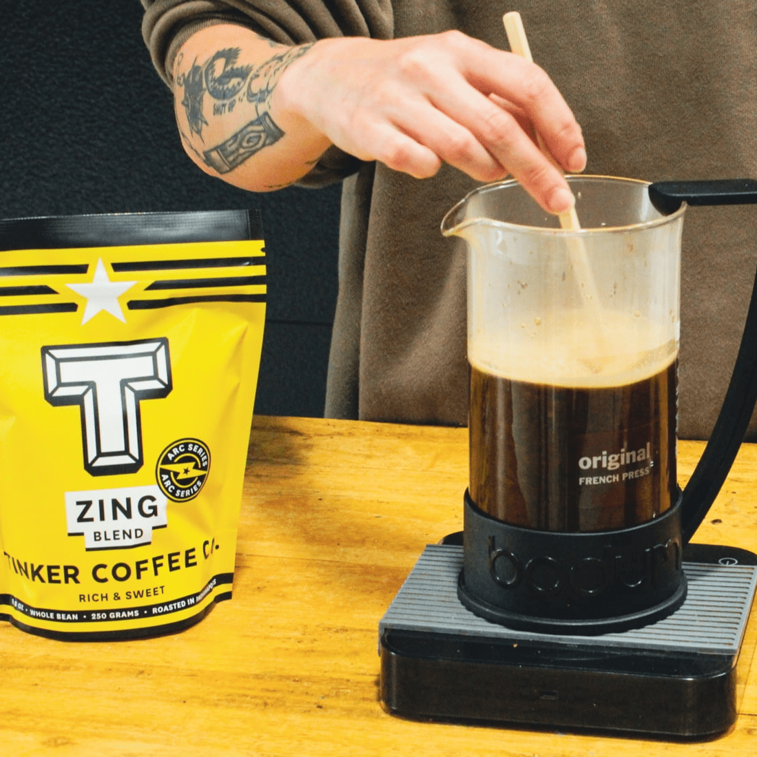 Local Tinker Coffee Zing Blend, Whole Bean, Dark Roast, 8.8oz