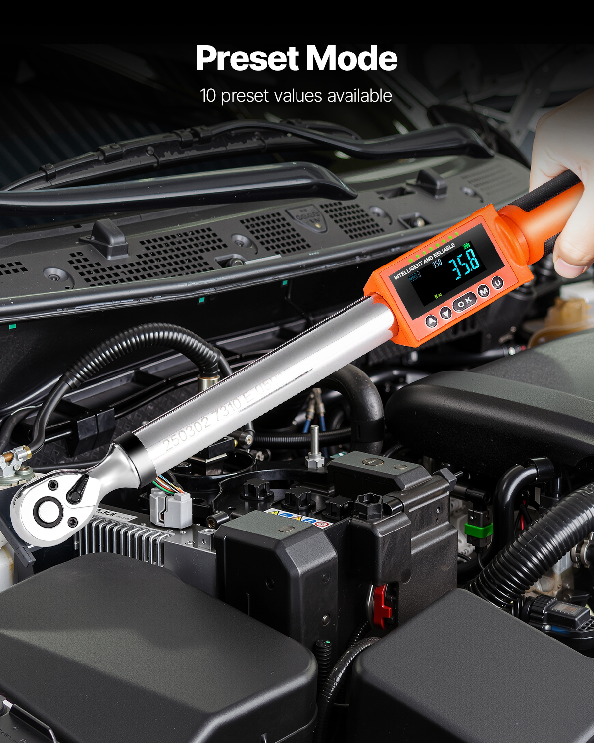 VEVOR Digital Torque Wrench Set, 2 Pieces, 1/2, 3/8 Inch Drive, 72-Tooth, ±2% High Accuracy Electronic Torque Wrench with Preset Value, Buzzer and LED Notification, for Automotive Motorcycle