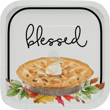 Way To Celebrate Thanksgiving Squared 7" Paper Party Plates, 10 Count