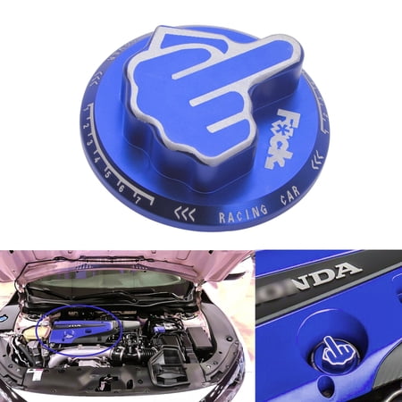 Xotic Tech Engine Oil Fuel Cap Cover, Aluminum Middle Finger Pattern, Compatible with Honda or Acura (Blue)